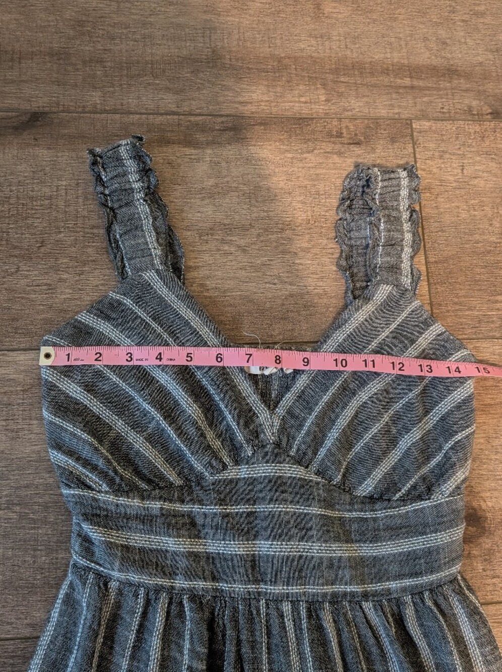 Striped V-Neck Wide-Leg Jumpsuit - Gray - Picture 4 of 7
